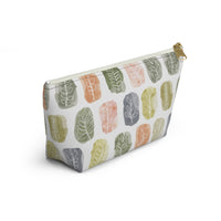 Watercolor Leaf Stamp Accessory Pouch w T-bottom in Green